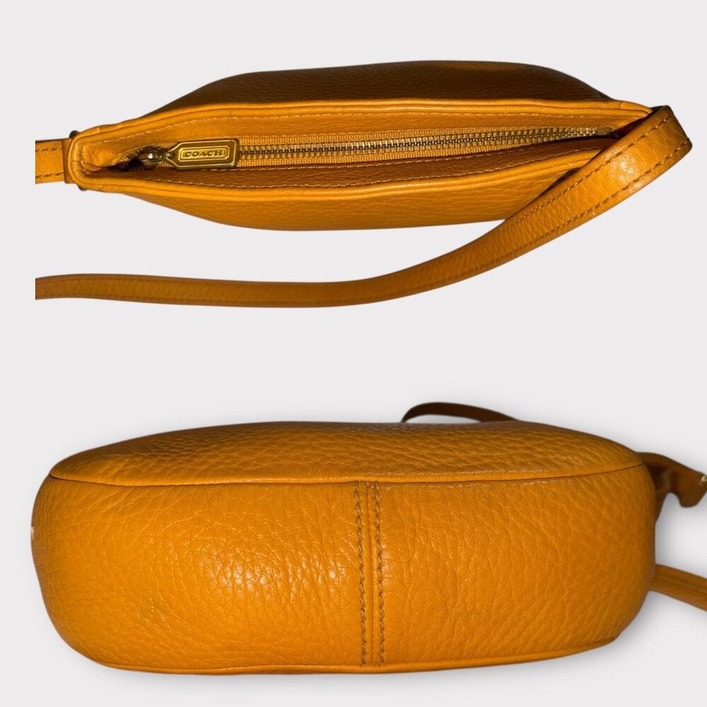 VTG Coach Sonoma Mini Zip 4313 Marigold Natural Grain Leather Crossbody Bag 90s - Picture 6 of 8